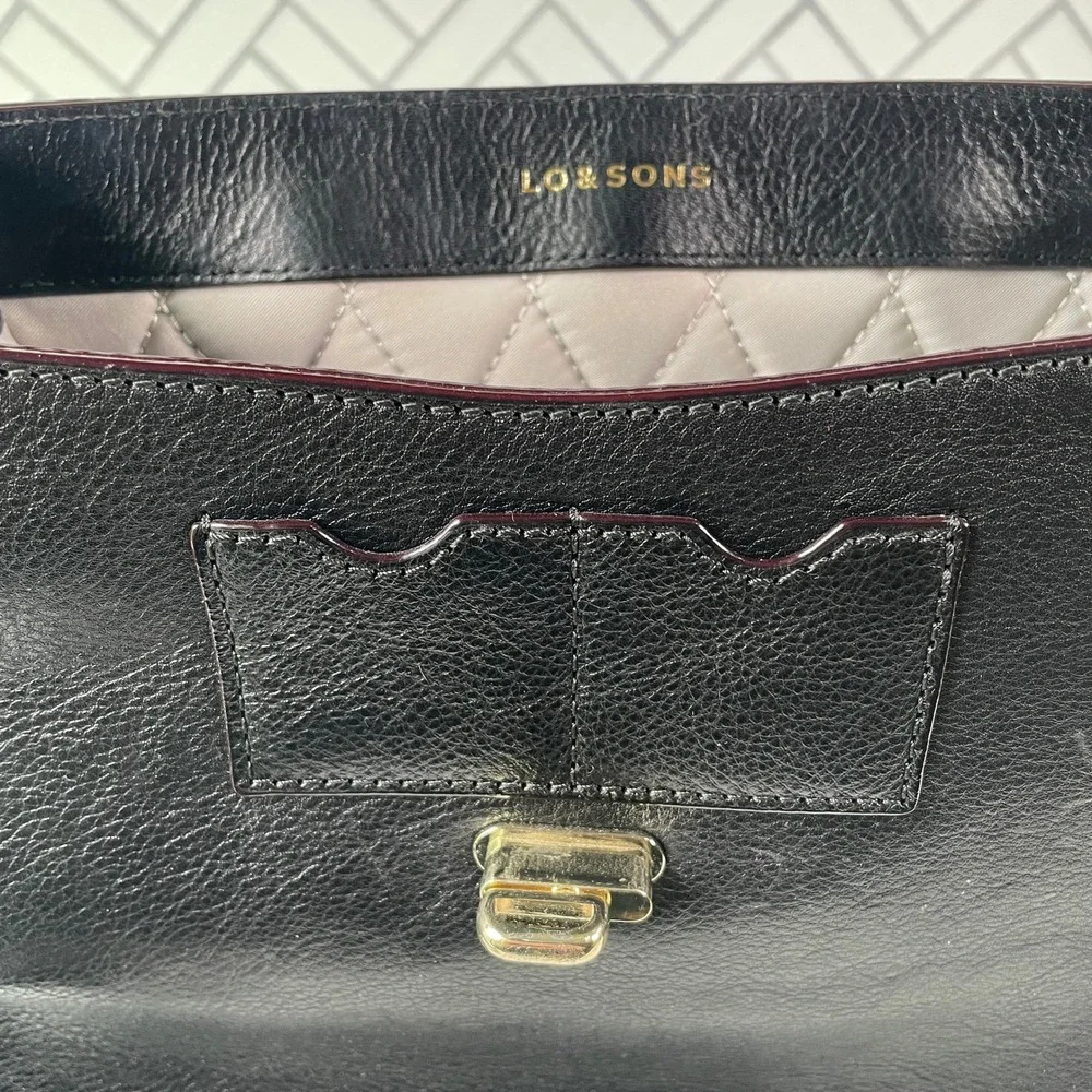 Lo & Sons The Claremont Black Leather Camera Bag Crossbody Purse Gold Hardware